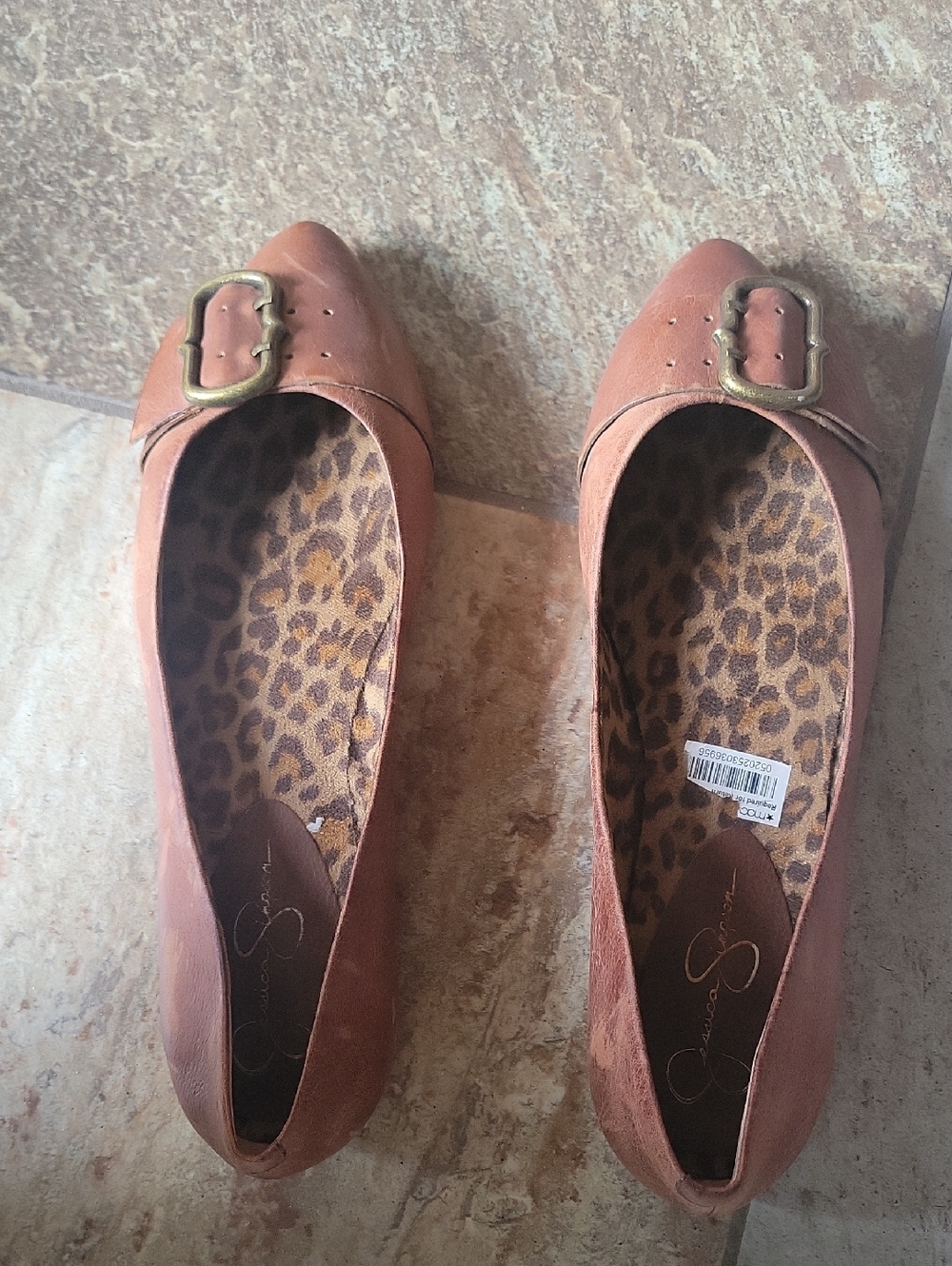 Women's Buckle Ballet Flats in Brown. Worn Once